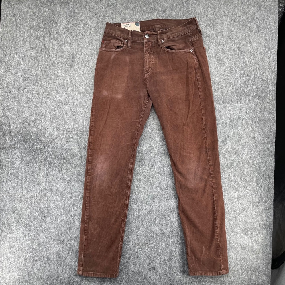 Marine Layer Pants Mens 32x30 Brown Corduroy Slim Straight Five Pocket